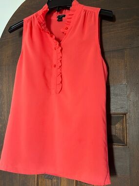J Crew Sleeveless Ruffle Popover Top - Coral Pink